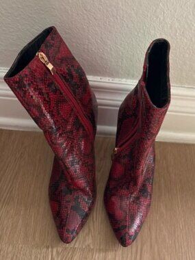 Red faux Snakeskin boots